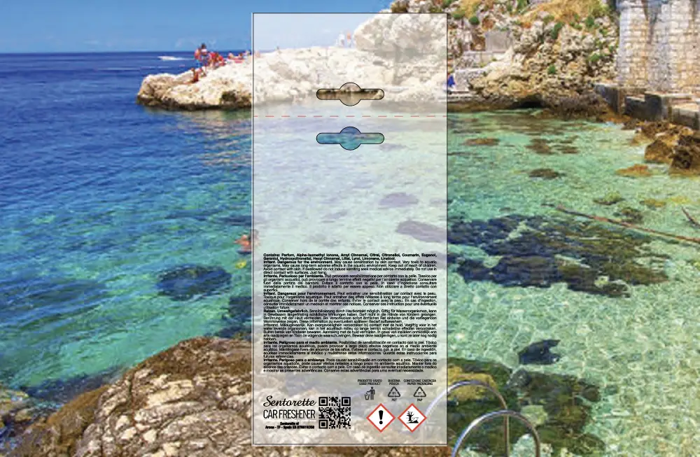 Személyre szabott autóillatosító csomagolási sablon, illat:﻿Zöld tenger wellness