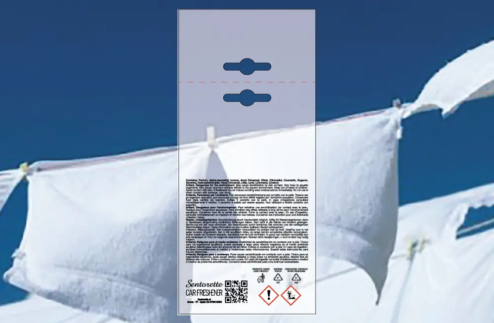 Személyre szabott autóillatosító csomagolási sablon, illat:﻿Tisztaság íze